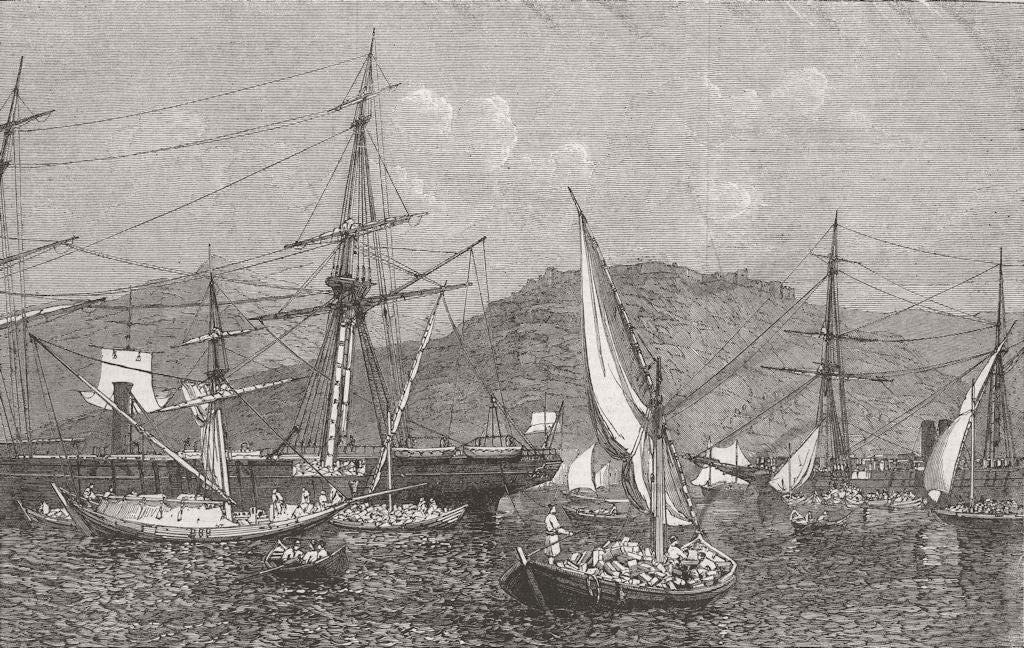 TURKEY. Loading fruit at Smyrna 1863 old antique vintage print picture